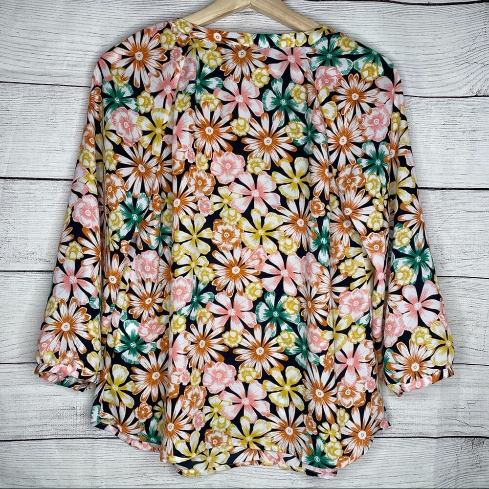 Banana Republic Bright Colorful Multicolor Floral Print Blouse PS - Picture 7 of 9